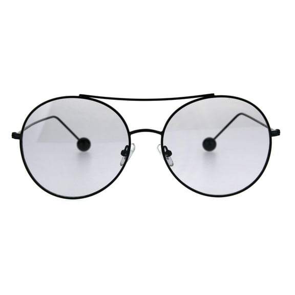 Womens Metal Ball Tip Retro Trend Unique Feminine Pilots Sunglasses All Black
