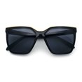 thumbnail image 1 of Womens Metal Brow Oversized High Temple Rectangle Plastic Sunglasses All Black, 1 of 7