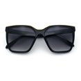 thumbnail image 1 of Womens Metal Brow Oversized High Temple Rectangle Plastic Sunglasses Black - Smoke, 1 of 7