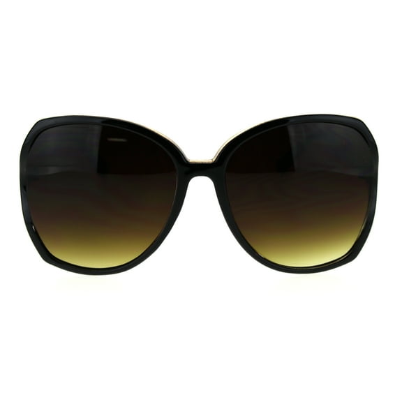 Womens Metal Chain Arm Exposed Lens Diva Plastic Fashion Sunglasses Brown