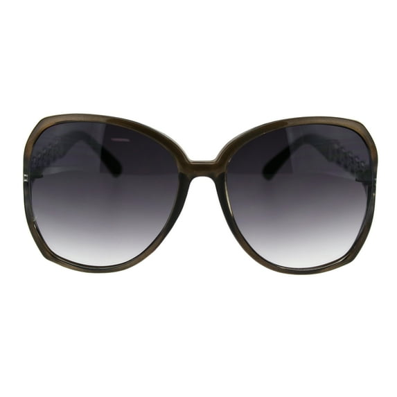 Womens Metal Chain Arm Exposed Lens Diva Plastic Fashion Sunglasses Slate Smoke