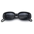 thumbnail image 1 of Womens Metal Chain Jewel Arm Oval Rectangle Mod Plastic Sunglasses Black Grey - Black, 1 of 7
