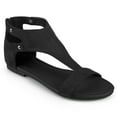 thumbnail image 1 of Womens Metal Detail Flat Faux Leather Sandals, 1 of 8