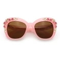 thumbnail image 1 of Womens Metal Flower Foliage Jewel Brow Trim Oversize Cat Eye Sunglasses Peach - Brown, 1 of 9