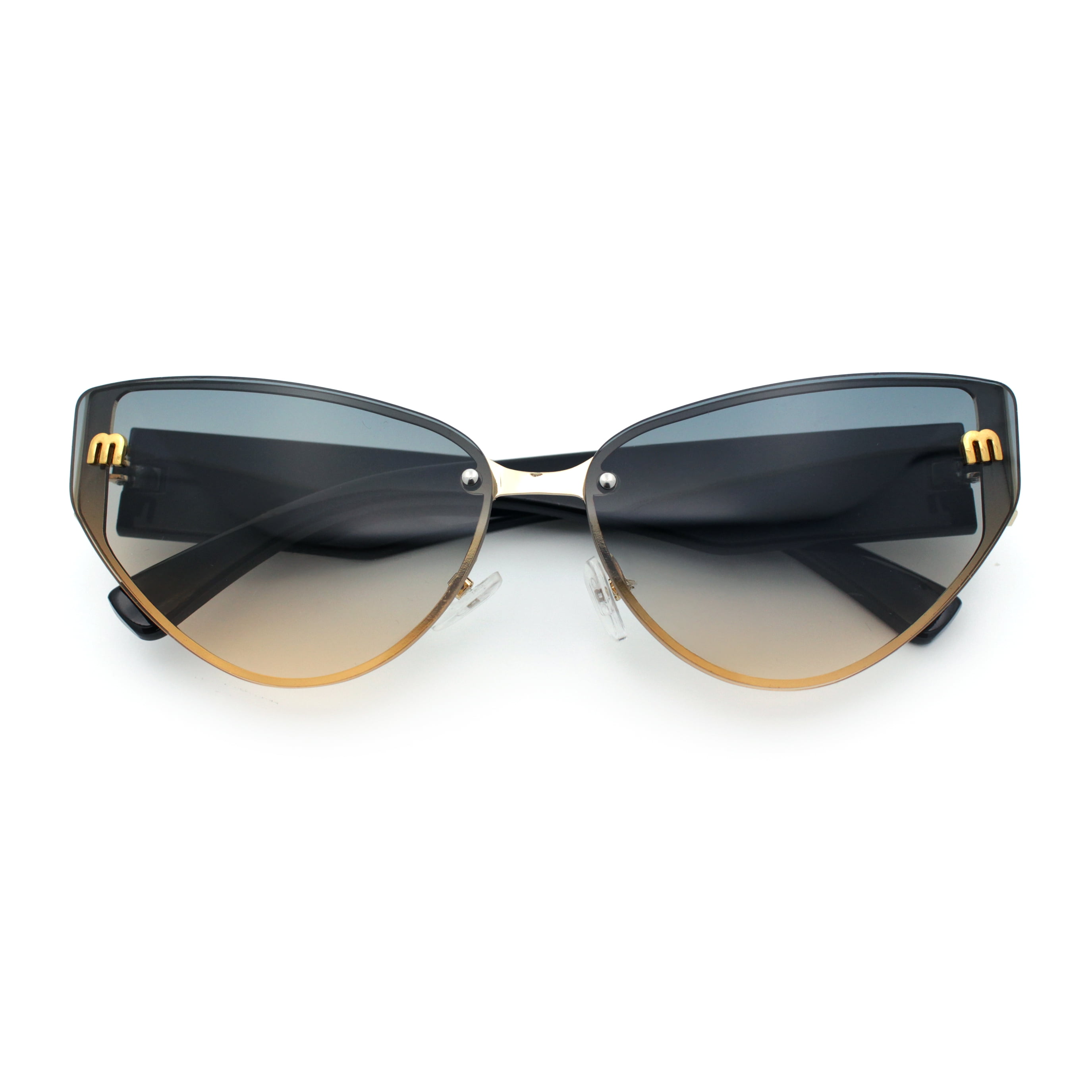 Womens Metal Frame Rimless Oversized Luxury Fashion Cat Eye  display picture 2