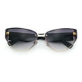 thumbnail image 1 of Womens Metal Frame Rimless Oversized Luxury Fashion Cat Eye Sunglasses Gold Black - Smoke, 1 of 7
