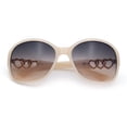 thumbnail image 1 of SA106 Womens Metal Heart Jewel Chain Hinge Classic Round Butterfly Plastic Sunglasses / Ivory Frame - Black Brown Lens, 1 of 9