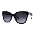 thumbnail image 1 of Womens Metal Jewel Hinge Horn Rim Rectangle Designer Sunglasses Black Silver Smoke, 1 of 4
