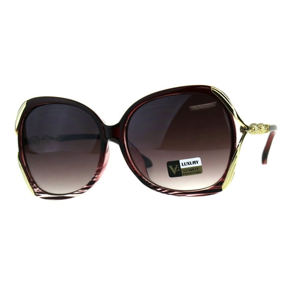 Womens Metal Jewel Luxury Designer Fashion Plastic Sunglasses Burgundy Smoke