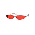 thumbnail image 1 of Womens Metal Narrow Rectangle Cat Eye Boyfriend Sunglasses Red Black Solid Red, 1 of 4
