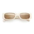 thumbnail image 1 of Womens Metal Pyramid Jewel Hinge Narrow Rectangle Retro Chic Plastic Sunglasses Beige - Brown, 1 of 6