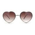 thumbnail image 1 of Womens Metal Race Jewel Trim Rimless Heart Shape Hippie Sunglasses Gold - Brown, 1 of 4