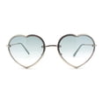 thumbnail image 1 of Womens Metal Race Jewel Trim Rimless Heart Shape Hippie Sunglasses Gold - Green, 1 of 4