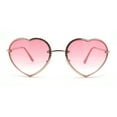 thumbnail image 1 of Womens Metal Race Jewel Trim Rimless Heart Shape Hippie Sunglasses Gold - Pink, 1 of 4