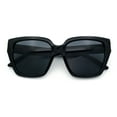 thumbnail image 1 of Womens Metal Ribbon Trim Oversized Rectangle Designer Fashion Sunglasses All Black, 1 of 8