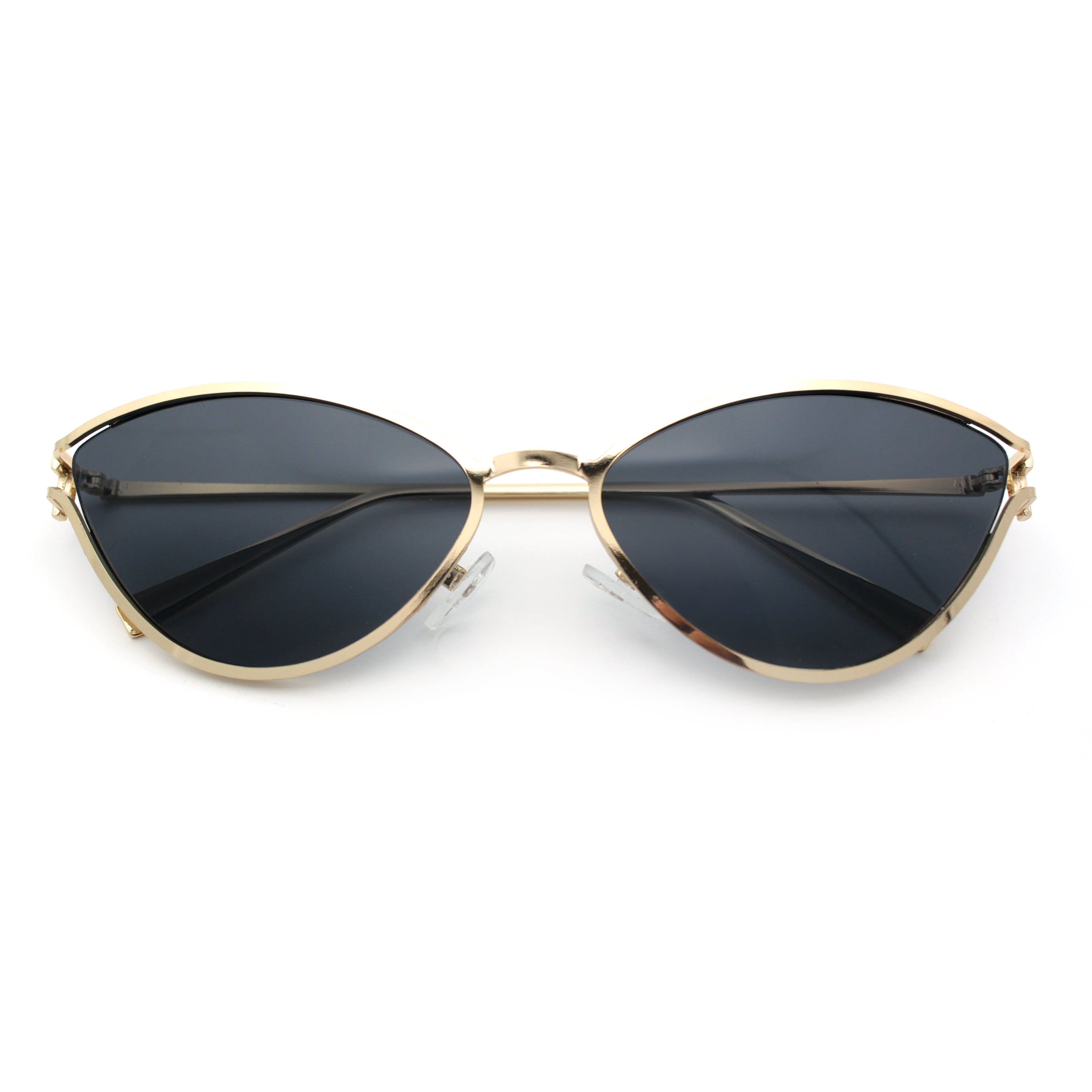 NEW Black/Gold Cat Eye Aviator Sunglasses Small Metal Aviator Cat Eye Rimless Sunglasses Wholesale  main image 2