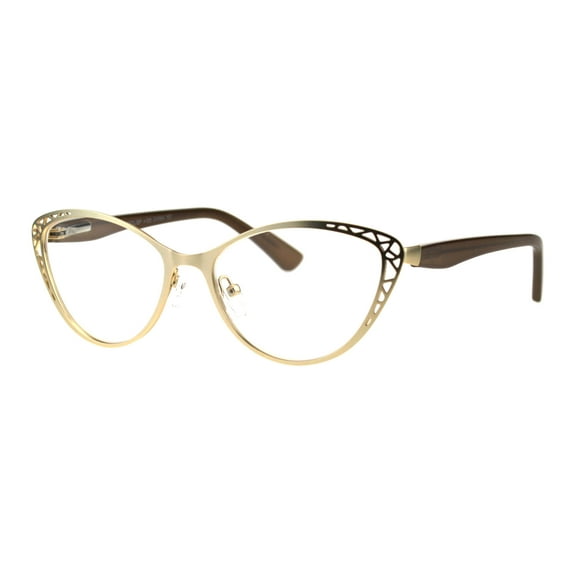 Womens Metal Rim Cat Eye Diecut Deco Powered Reading Glasses Light Gold 2.0