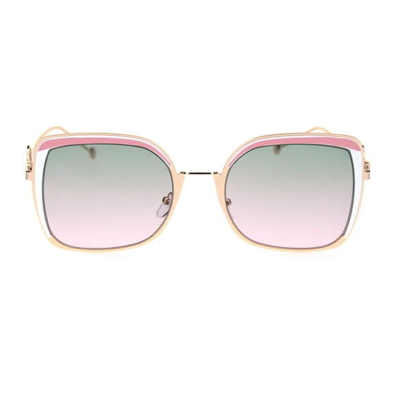 Womens Metal Rim Chic Butterfly Designer Sunglasses Gold Pink Grey Pink
