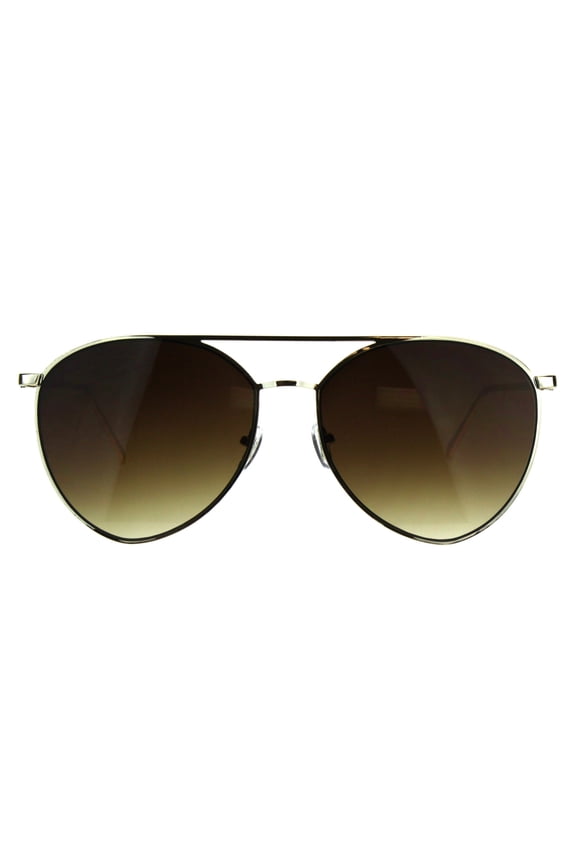 Womens Metal Rim Color Mirror Boyfriend Style Pilots Sunglasses Gold Brown