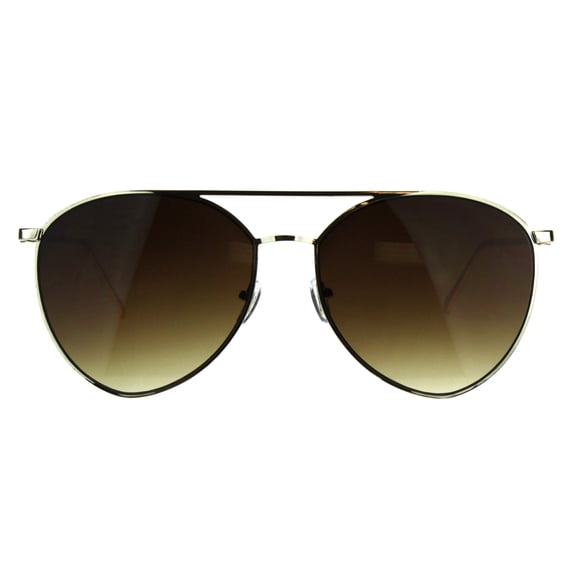 Womens Metal Rim Color Mirror Boyfriend Style Pilots Sunglasses Gold Brown