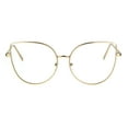 thumbnail image 1 of Womens Metal Rim Flat Panel Oversize Cateye Clear Lens Eye Glasses Gold, 1 of 4