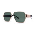 thumbnail image 1 of Womens Metal Rim Oversize Mafia Mob Fashion Sunglasses Gold Black Green, 1 of 4