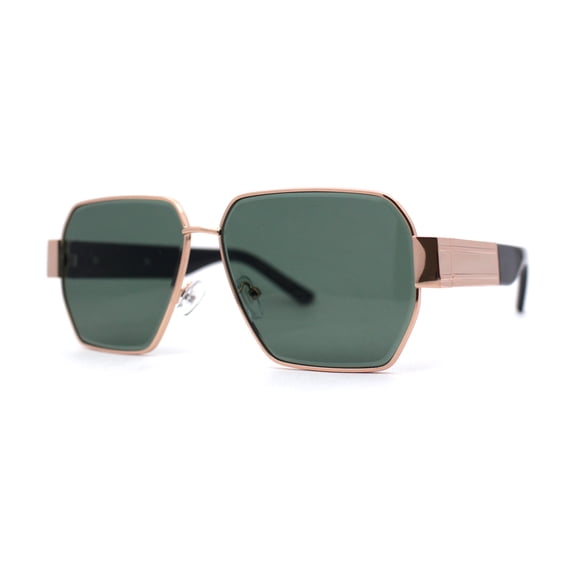 Womens Metal Rim Oversize Mafia Mob Fashion Sunglasses Gold Black Green