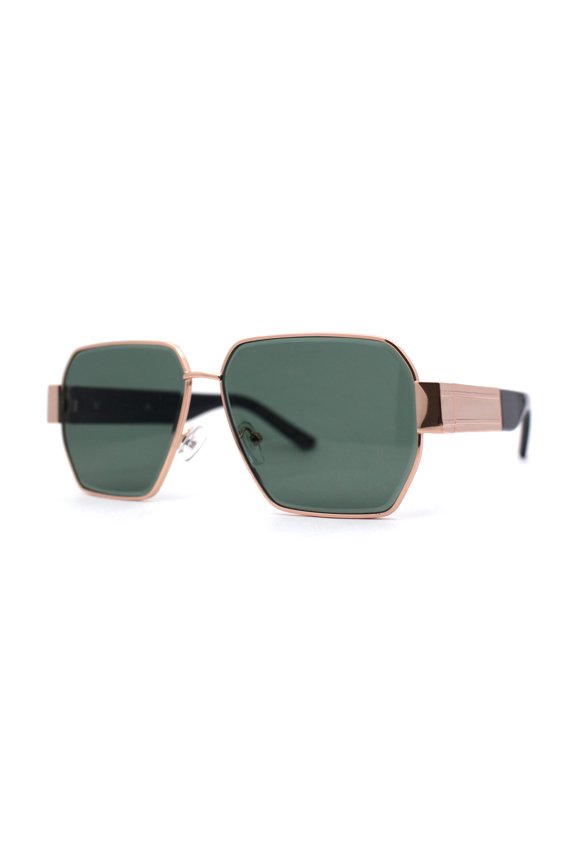 Womens Metal Rim Oversize Mafia Mob Fashion Sunglasses Gold Black Green