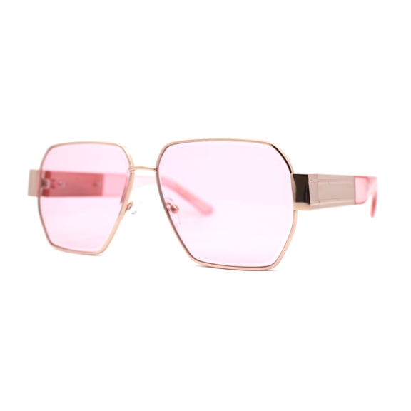 Womens Metal Rim Oversize Mafia Mob Fashion Sunglasses Gold Pink