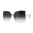 thumbnail image 1 of Womens Metal Rim Rectangle Oversize Butterfly Designer Sunglasses Gold Black Green, 1 of 4