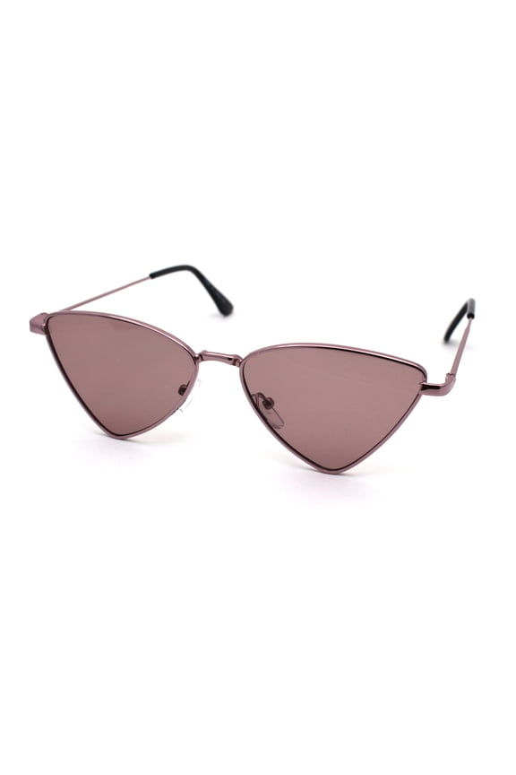 Womens Metal Rim Triangular Pimp Style Cat Eye Sunglasses Pink Purple