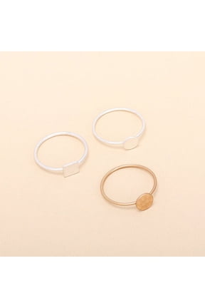 Womens Metal Ring Set Geometric Square Round Combination Rings Fashion Jewelry Trendy Stackable Rings Gift Set