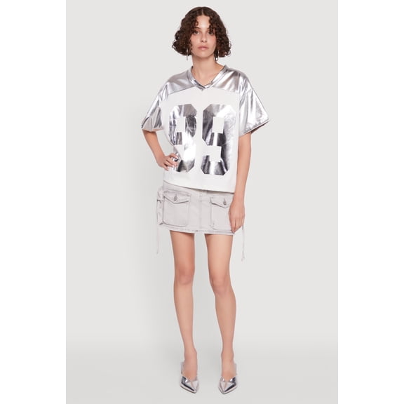 Womens Metallic 89 Graphic Football T-Shirt