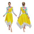 thumbnail image 1 of Womens Metallic Glossy Ballet Lyrical Dance Dresses Print Liturgical Praise Choir, 1 of 6