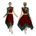 thumbnail image 1 of Womens Metallic Glossy Ballet Lyrical Dance Dresses Print Liturgical Praise Choir, 1 of 6