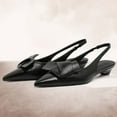 thumbnail image 1 of Womens Metallic Slingback Pumps Low Heeled Bow Pointed Closed Toe Slip on Kittens Sandals Wedding Dress Shoes, 1 of 5