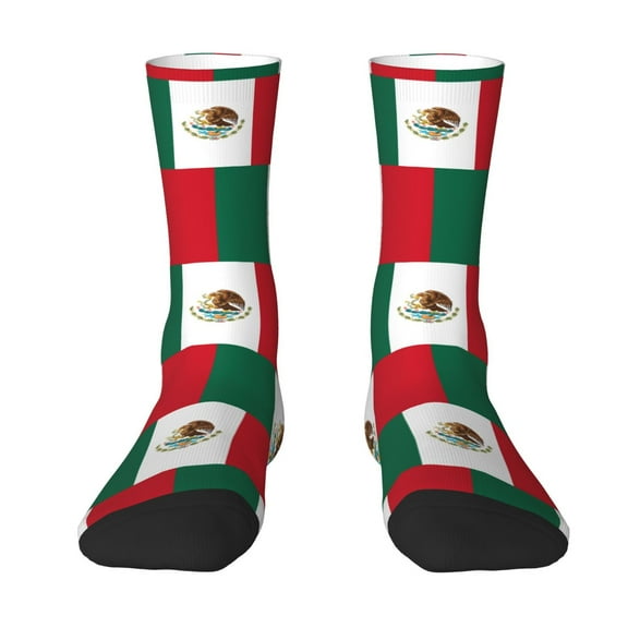 Womens Mexican Flag Dress Crew Socks Colorful Novelty Socks