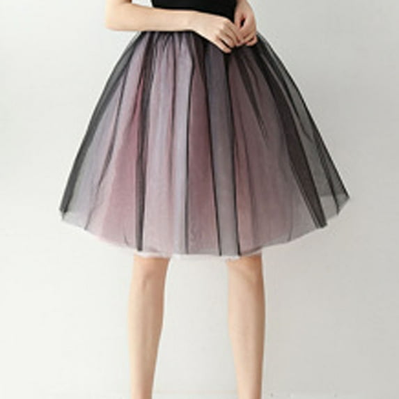 Womens MiDi Skirt Solid Color Elastic Waist Tulle Tutu Skirt Layered Party Skirt