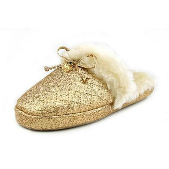 Womens Michael Kors Carter Bow Tie Slippers, Gold