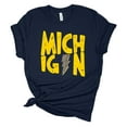 thumbnail image 1 of Womens Michigan Distressed Lightning Football Team Color Ladies Short Sleeve T-shirt-Navy Blue-xxxl, 1 of 1