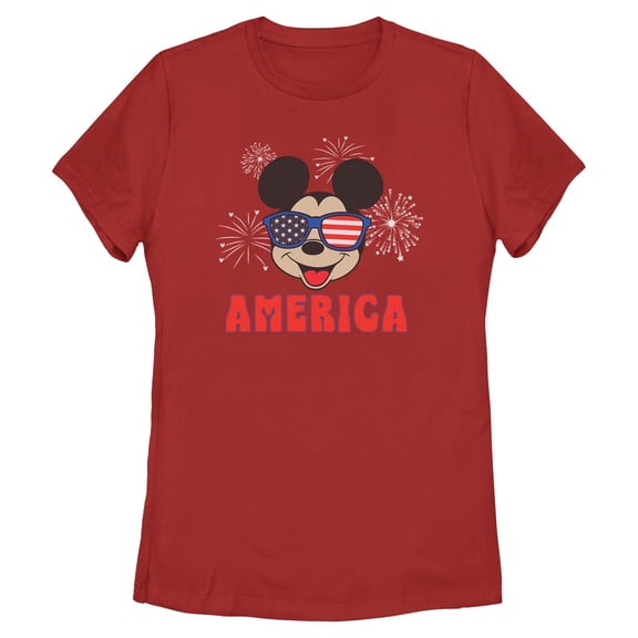 Womens Mickey & Friends American Sunglasses and Fireworks T Shirt