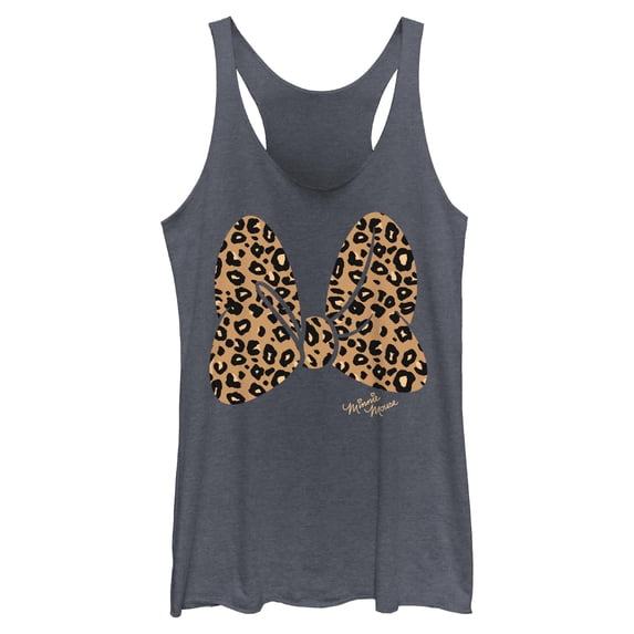 Womens Mickey & Friends Cheetah Print Minnie Mouse Bow Racerback Tank