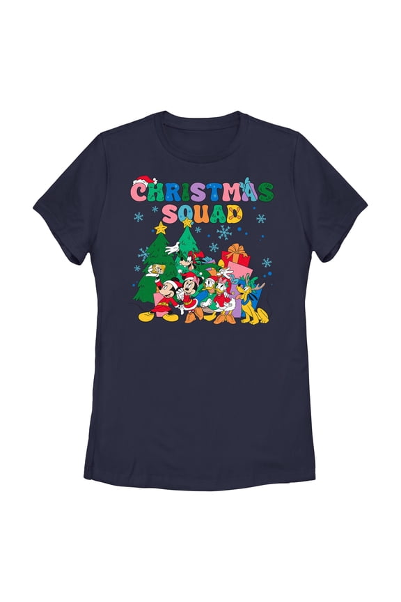 Womens Mickey & Friends Christmas Squad Celebration T Shirt