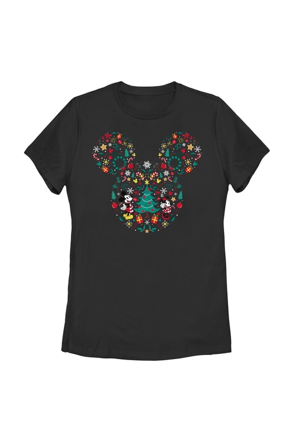 Womens Mickey & Friends Christmas Wonderland Icon Collage T Shirt
