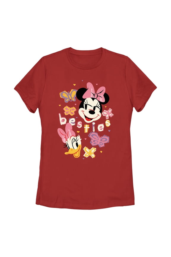 Womens Mickey & Friends Daisy and Minnie Art Besties T Shirt