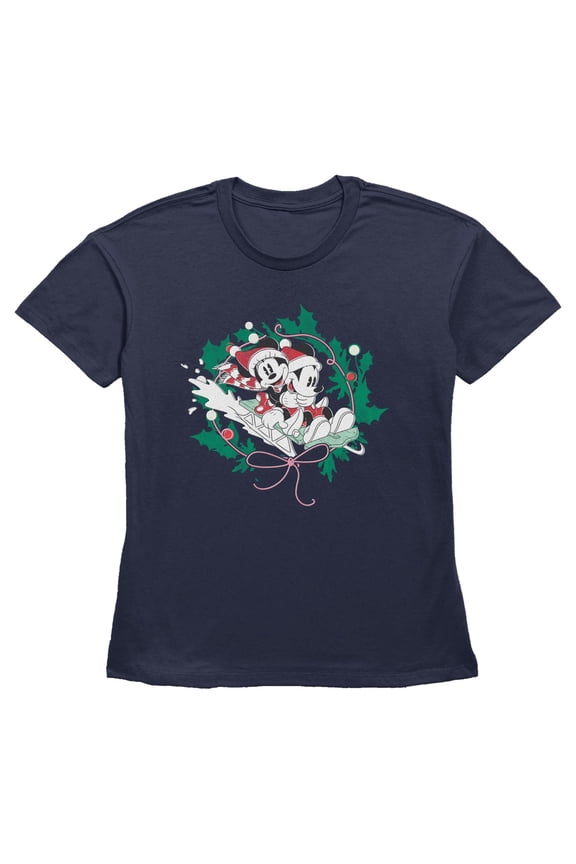 Womens Mickey & Friends Sledding Adventures Couple T Shirt