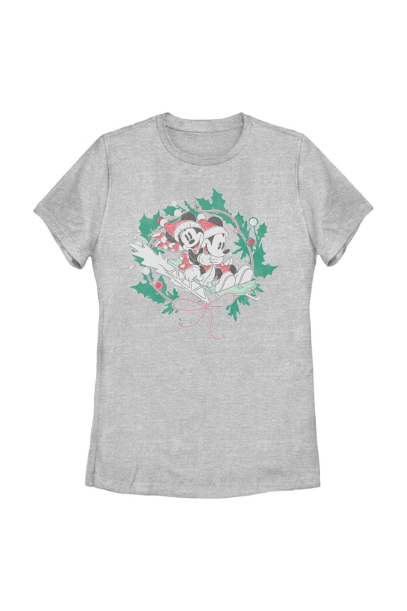 Womens Mickey & Friends Sledding Adventures Couple T Shirt