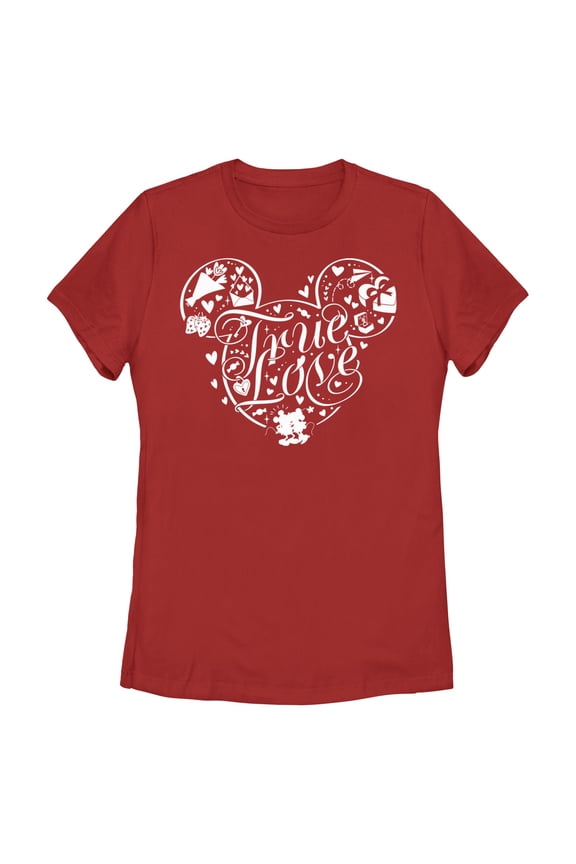 Womens Mickey & Friends Valentine Love Ears Icon T Shirt