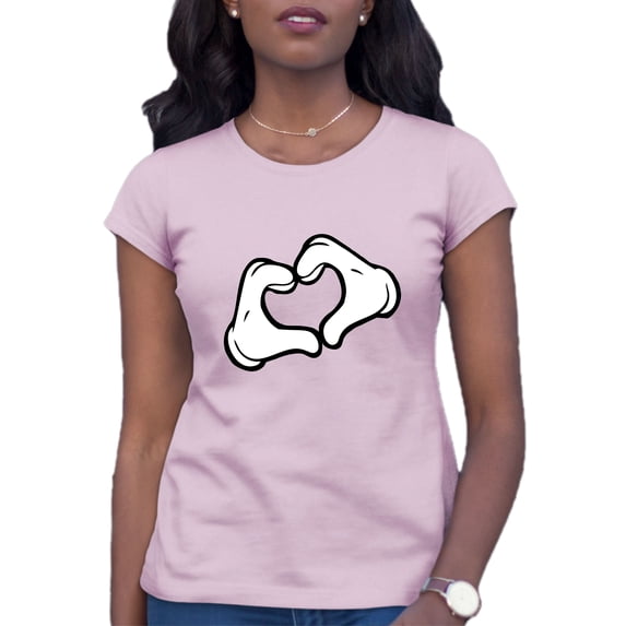 Womens Mickey Heart Hands T-Shirt