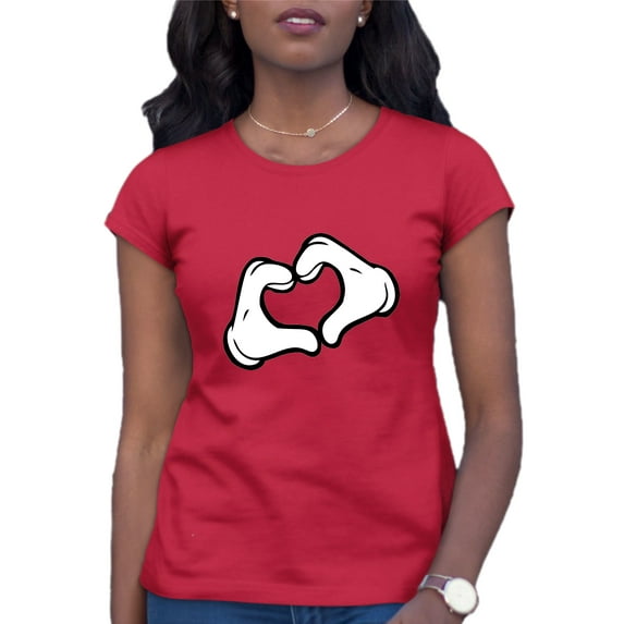 Womens Mickey Heart Hands T-Shirt
